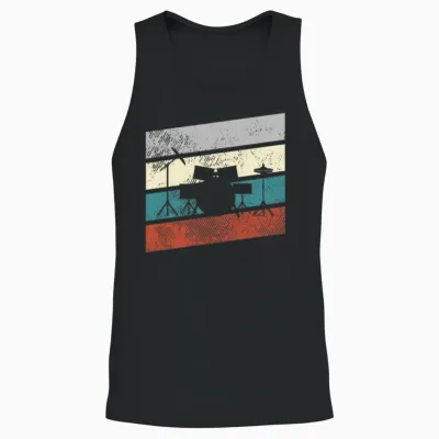 Drums Retro Unisex Tank Top - Black