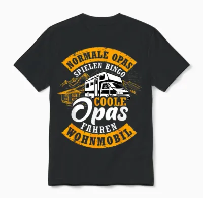 Men's Camper Camping Womo Transit Van Cool Grandpa Driving Caravan T-Shirt, Black, S Unisex T-Shirt - Black