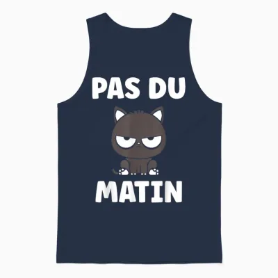 Humour Réveil Matin Chat Mignon Grognon Drole Pas Du Matin Unisex Tank Top - Navy