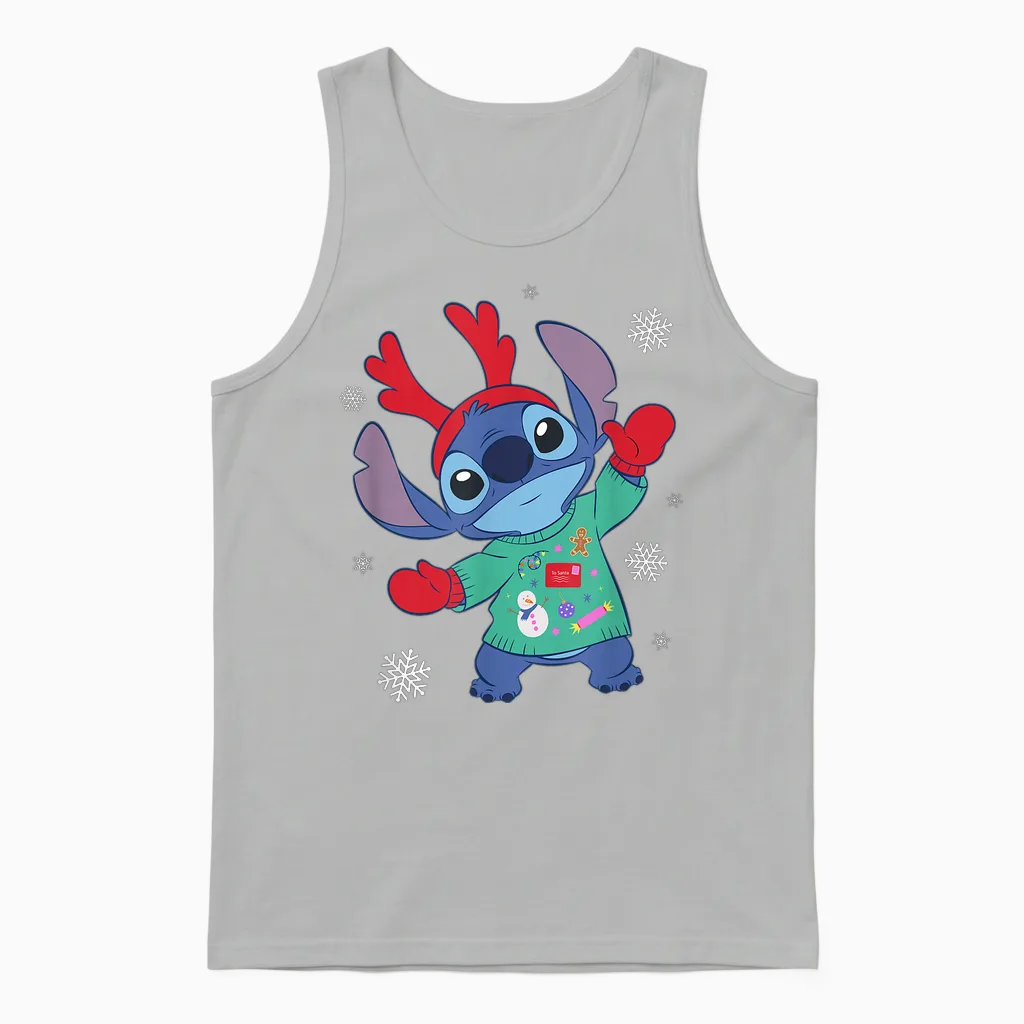 Disney Lilo & Stitch Christmas Outfit Celebration Unisex Tank Top in Ash