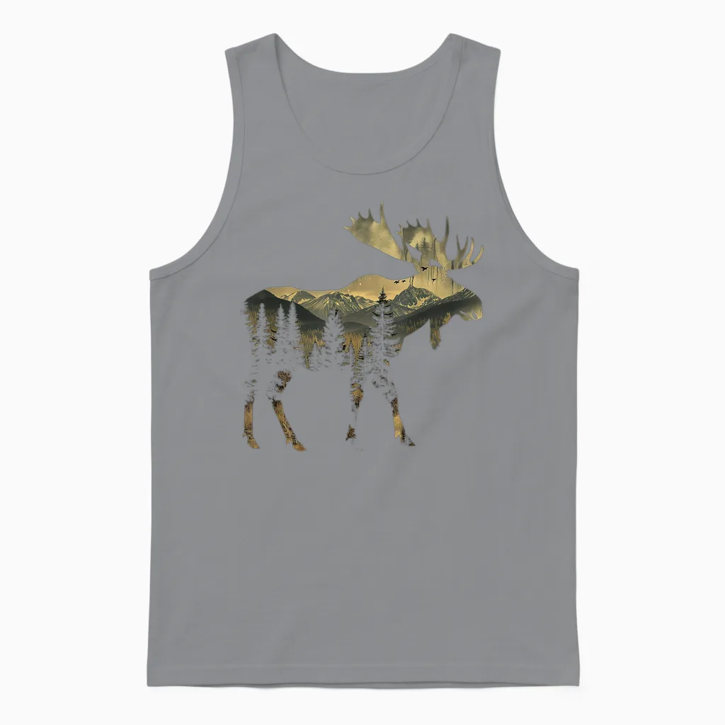 Elch Berge Wandern Camping Alaska Naturliebhaber Unisex Tank Top in Sport Grey