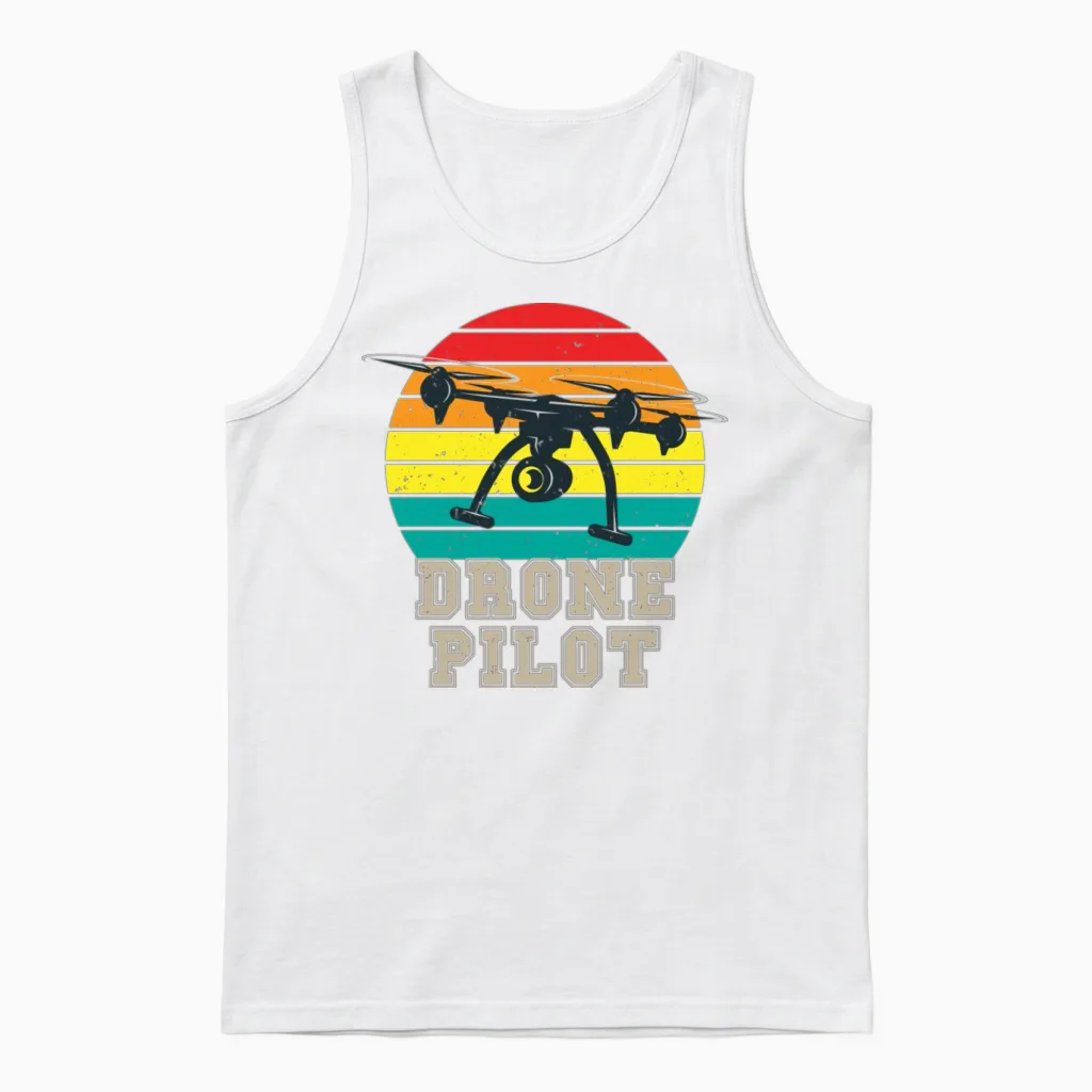 Quadrocopter Retro Drone Pilot Unisex Tank Top - White
