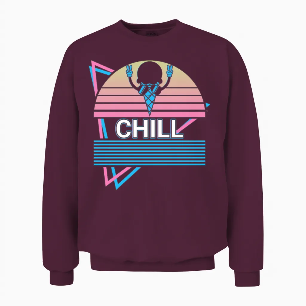 Ice Cream Retro Unisex Sweatshirt in Maroon