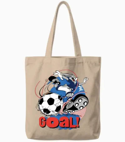 Looney Tunes Bugs Bunny Soccer Design Goal! Tote Bags - Natural