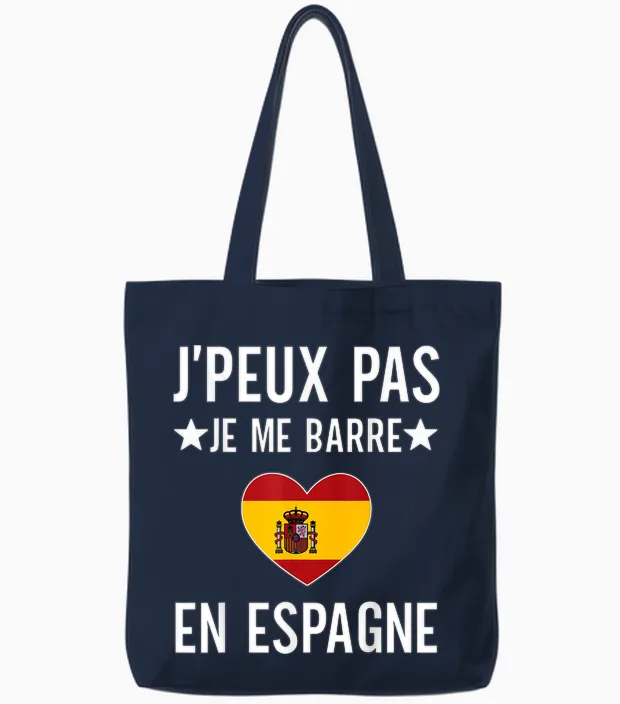 I Can Not I Bar in Spain Gift Travel Spanish Tote Bags in Navy