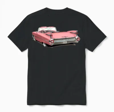 Classic Pink Cadillac Unisex T-Shirt - Black