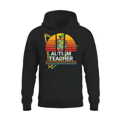 Autism Teacher Retro Unisex Hoodie - Black