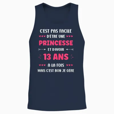Funny 13 Years Teen Princess Birthday Girl 13 Years T-Shirt, Black, Female X-Small Unisex Tank Top - Navy