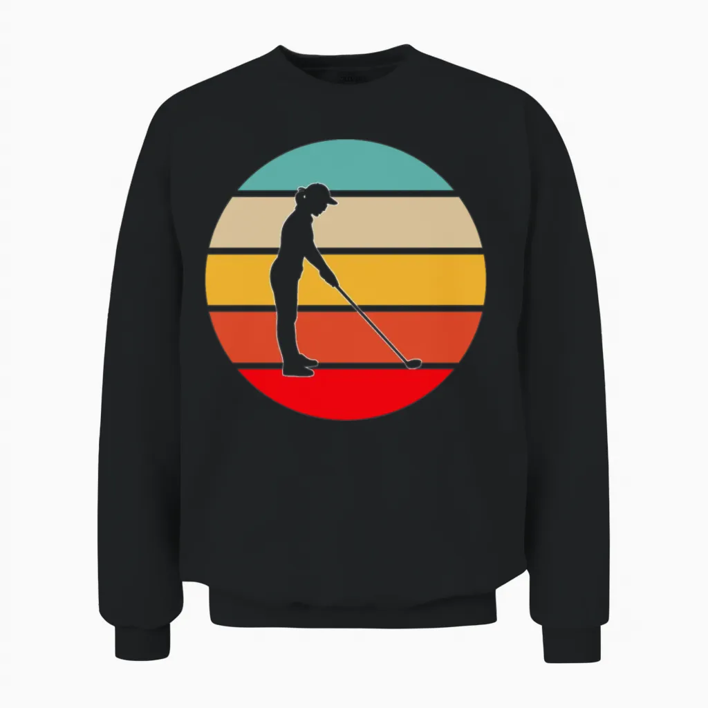 Golf Retro Unisex Sweatshirt in Black