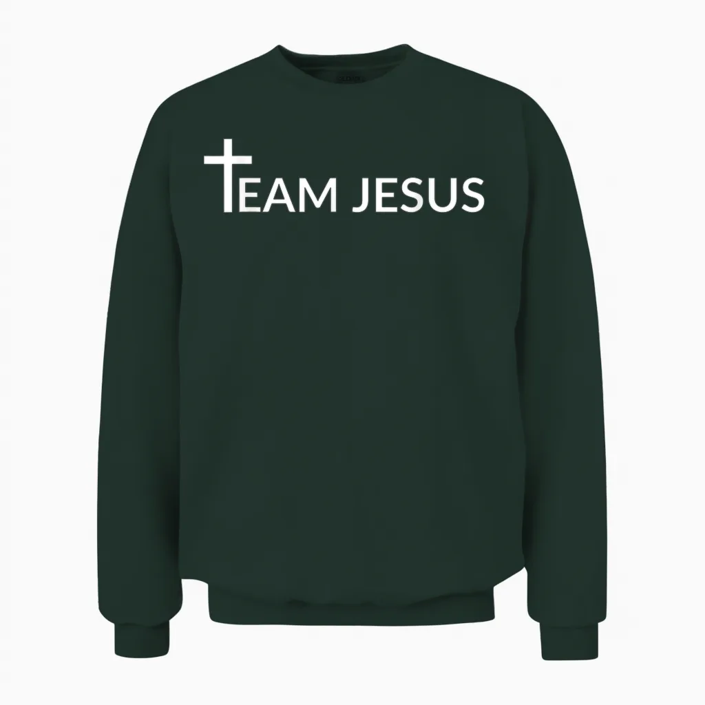 Team Jesus - Christian T-Shirt - Jesus T-Shirt, Black Unisex Sweatshirt in Forest
