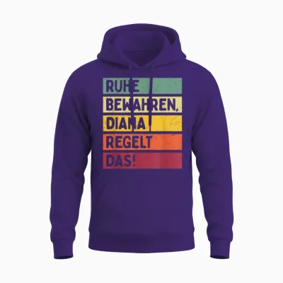 T-Shirt with German Text in Retro Colours [german Language], Black Unisex Hoodie - Purple