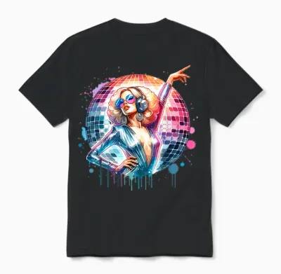 Retro Dancing Disco Queen Dancer 70s Unisex T-Shirt - Black
