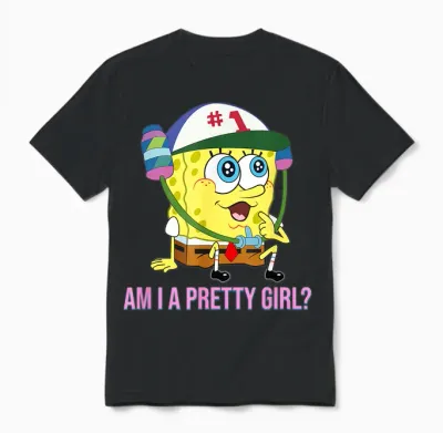 Spongebob Squarepants - Am I a Pretty Girl? Unisex T-Shirt - Black