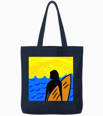 Female Surfer Girl in the Bright Sunshine Tote Bags - Navy