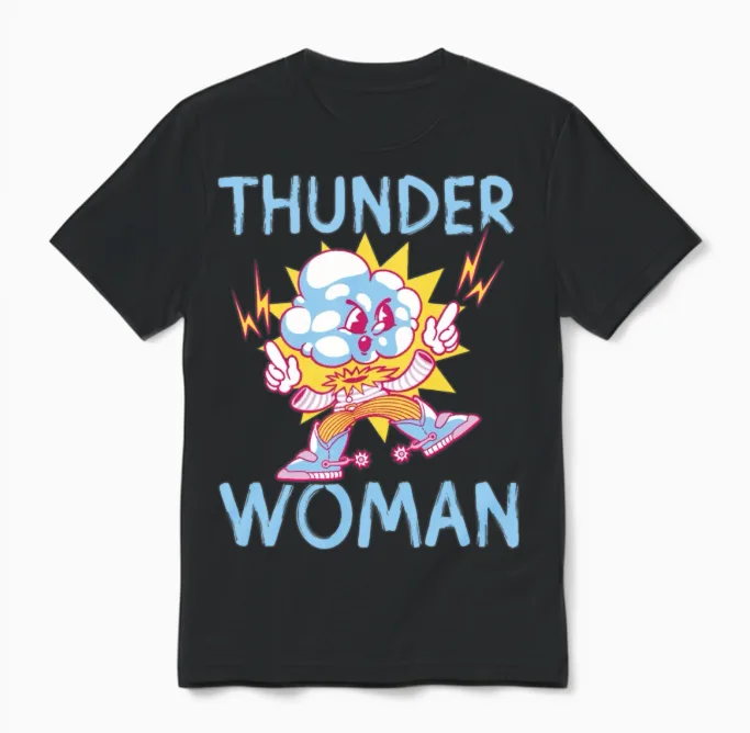Thunder Woman Thunderstorm Design Unisex T-Shirt in Black