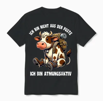 Lustiges Kuh Berg Bergsteiger Wandern Unisex T-Shirt - Black