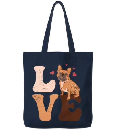 Bulldog Dog Tote Bags - Navy