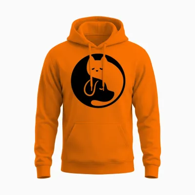 Yin Yang Cat and Dog Unisex Hoodie - Safety Orange