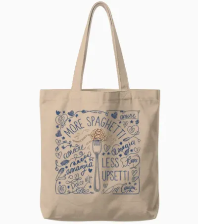 Italien Tshirt Italienische Flagge Italia Italy Spaghetti Tote Bags - Natural