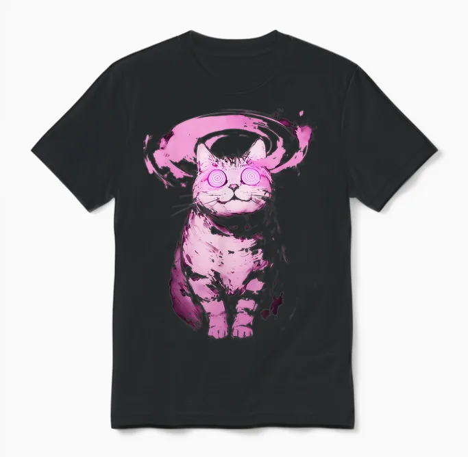 Trippy Katze | Pastel Goth Gothic Grunge Alt Punk Weirdcore Unisex T-Shirt in Black