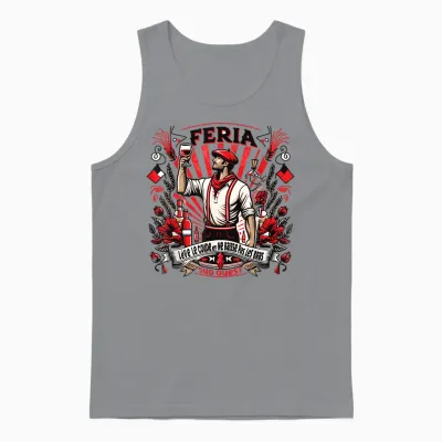 Feria Sud Ouest Elbow Raise Aperitif Red White Bayonne Dax T-Shirt, White, S Unisex Tank Top - Sport Grey