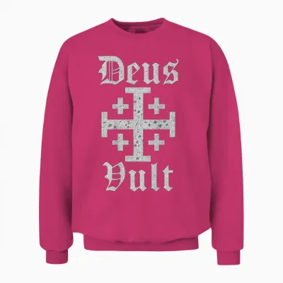 Deus Vult | Jerusalem Cross | Christian Templar Unisex Sweatshirt - Heliconia