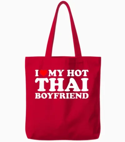 I Love My Hot Thai Boyfriend Tote Bags - Red