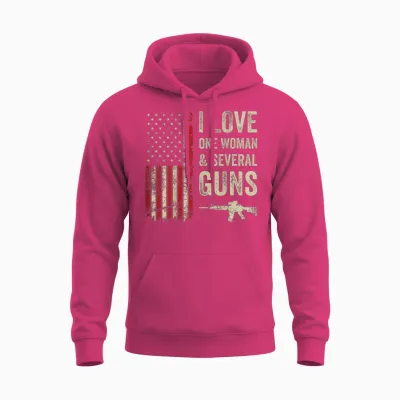 I Love One Woman and Several Guns – Herren-Waffenbesitzer – Auf Der Rückseite Unisex Hoodie - Heliconia