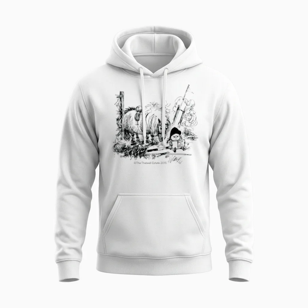Ponyfail Thelwell Cartoon Unisex Hoodie in White