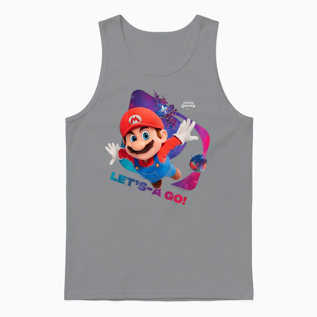 The Super Mario Galaxy Movie Let’s-A Go! Unisex Tank Top in Sport Grey
