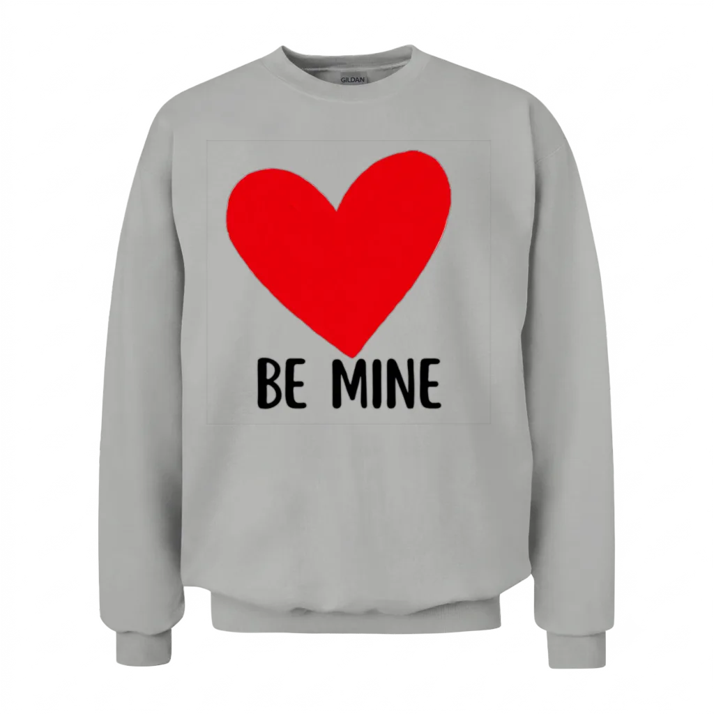 Be Mine Heart Graphic Unisex Sweatshirt - Ash