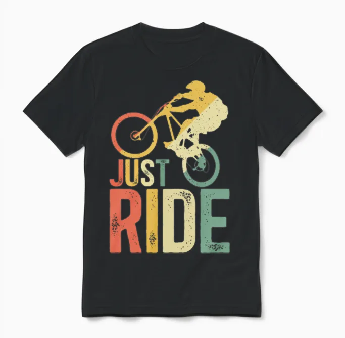 Mountain Biking Just Ride Unisex T-Shirt in Black