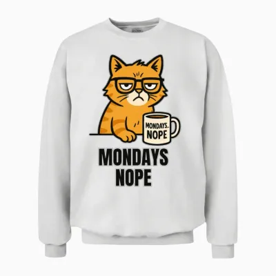 Grumpy Cat Says Nope to Mondays Unisex Sweatshirt - White