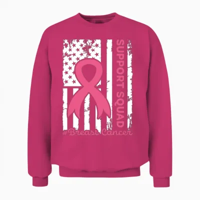 Support Squad Breast Cancer Awareness Unisex Sweatshirt - Heliconia