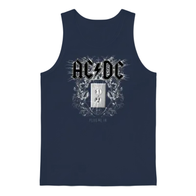 Ac/dc Logo with Socket Plug Me in Videoalbum Unisex Tank Top - Navy
