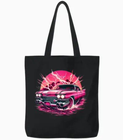 Pink Cadillac Tote Bags - Black