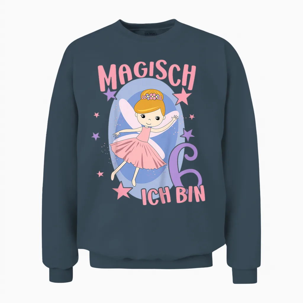 6. Geburtstag Fee Ich Bin 6 Geburtstagsshirt 6 Jahre Mädchen Unisex Sweatshirt in Dark Heather