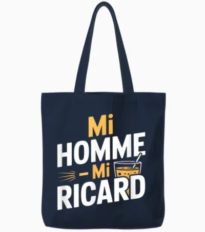 Mi Homme Mi Ricard Humour Aperitif Tote Bags - Navy