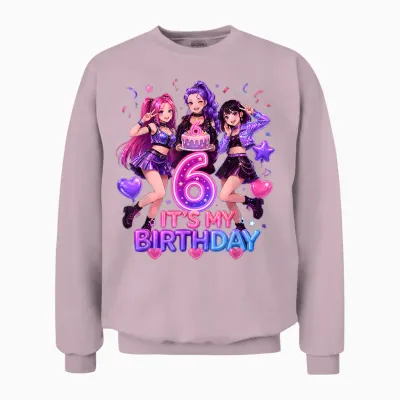 Kids It's My 6th K Pop Birthday Girl 6 Year Old K-Pop Bday Unisex Sweatshirt - Light Pink