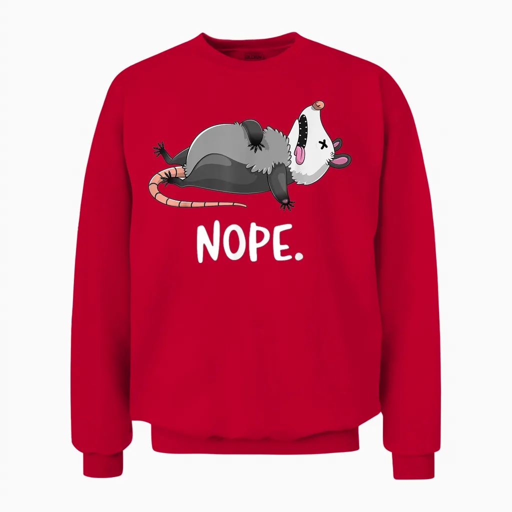 Dead Opossum Nee Funny Opossum Marsupial Attitude Humour T-Shirt, Black Unisex Sweatshirt in Red