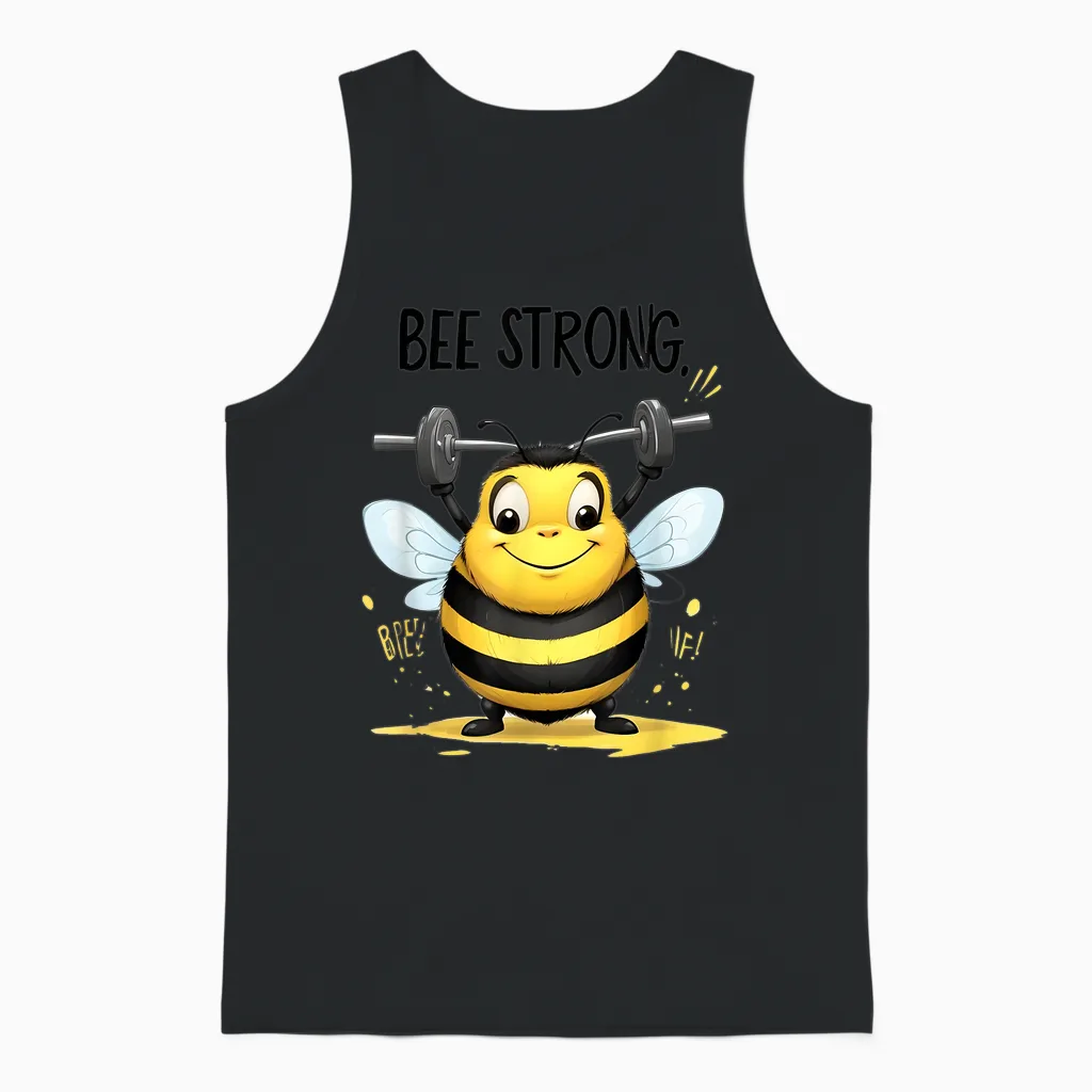 Lustige Mollige Gelbe Biene: Be Strong Unisex Tank Top in Black