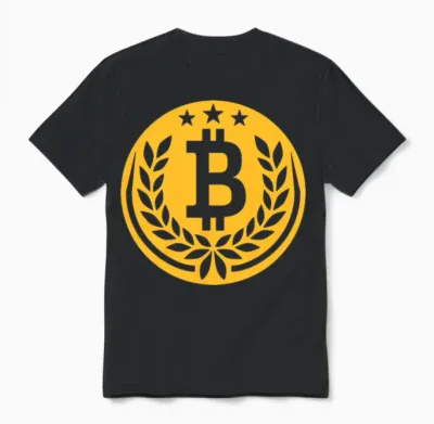 Emblem Bitcoin Laurel Wreath Unisex T-Shirt - Black