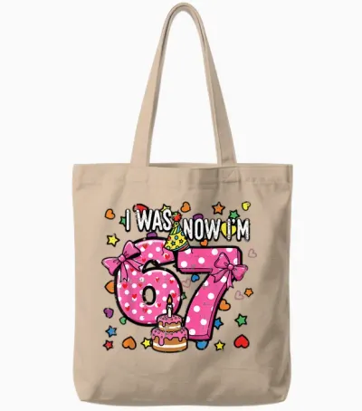 I Was 6 Now Im 7 Bow Cake 7th Birthday 67 Girls Tote Bags - Natural