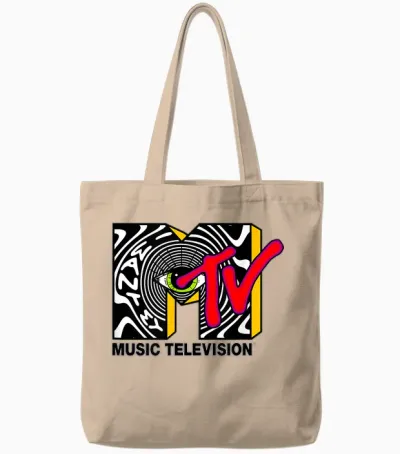 Mtv Psychedelic Eye Logo Optical Illusion Art Tote Bags - Natural