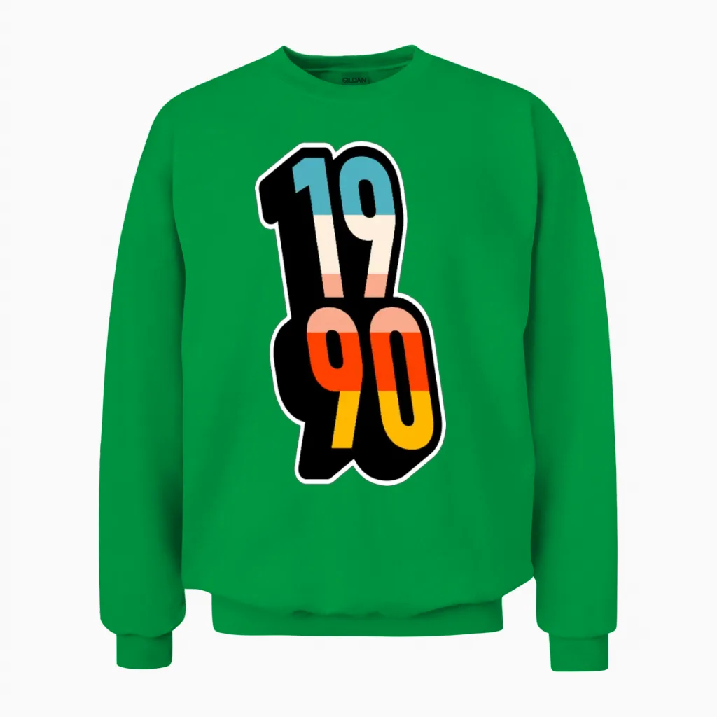 1990 Retro Stripes Unisex Sweatshirt - Irish Green