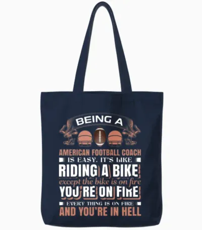 Custom American Football T-Shirt. Tote Bags - Navy
