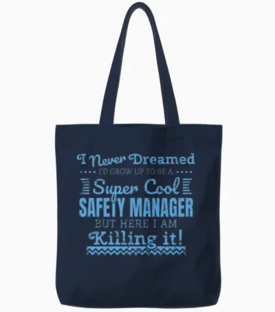 Funny Safety Manager Gift Supervisor Team Leader Tote Bags - Navy