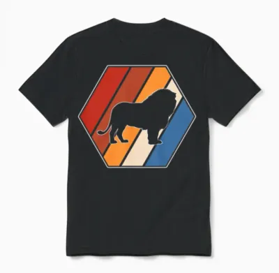 Lion Retro Unisex T-Shirt - Black
