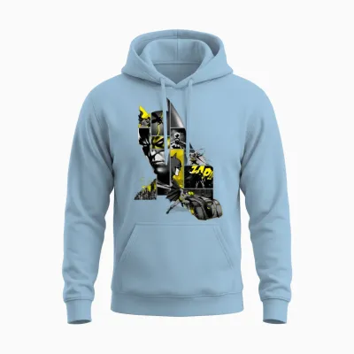 Batman 80 Years Action Batmobil Unisex Hoodie - Light Blue