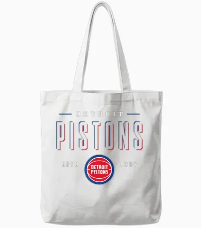 Nba Official Detroit Pistons Negative Space Tote Bags - White
